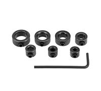 Drill Stop Collar Set 3 mm 4 mm 5 mm 6 mm 8 mm 10 mm 12 mm I.D. with Hex Key Carbon Steel for Clamping Screws Mandrel Wood Drill Bits Depth Black 7pcs