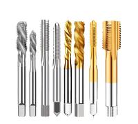 Drill Tap,Metric Plug Taps, Left Machine Thread Tool Spiral Straight Flute TiN HSS M2-M20 for Metal(Spiraltin-Left,M8x1.25)