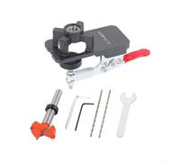 Drill with Locator 12 to Plus Plate Hinge 35mm Concealed Woodworking Jig for Cabinet Doors Adjustable Hole Opener Set Guide 35mm Stop 25mm Bit Bar(B)