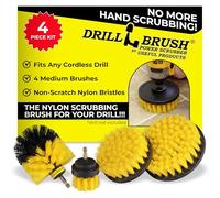 Drillbrush 4 Piece Cleaning Tool Attachment Kit For Scrubbing/Cleaning Tile, Grout, Shower, Bathtub, And All Other General Purpose Scrubbing (All Purpose Medium-Yellow)