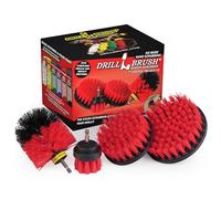 Drillbrush 4 Piece Cleaning Tool Attachment Kit For Scrubbing/Cleaning Tile, Grout, Shower, Bathtub, And All Other General Purpose Scrubbing (Stiff-Red)