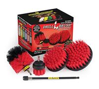 Drillbrush - Stiff Bristle Power Scrubber Cleaning Kit with Extension - Patio - Deck Brush - Spin Brush kit to Remove Algae, Mold, Mildew, and Moss from Garden Statues, Headstones, and Monuments