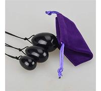 Drilled Eggs Natural Black Obsidian Stone Jade Eggs Ball for Women Pelvic Floor Vaginal Muscle Bladder Control