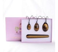 Drilled Yoni Egg Set 4pc Box Natural Jade Yoni Wand Kegel Exerciser Massage Healty Tools-White