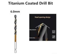 Drilling Bit Set 13 Pieces of HSS Coated with Hex Shank, 1 5 6 5mm for Quick Changes (6mm)