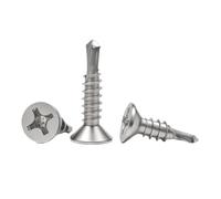 Drilling Screws 410 Stainless Steel Woodworking Metalwork Drywall Flat Head Countersunk Insert Self Tapping Screws(M4.8x25 (20Pcs))