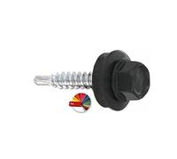 Drilling Screws with EPDM Washer 4.8 х 19 mm Pack of 250 RAL: 7016 (Anthracite Grey) - Galvanised Trapezoidal Sheet Metal Screws WSB for Fixing Sheet Metal with Overlap