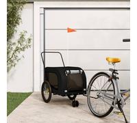 Drillkyn Bicycle Trailer Dog Grey Black Oxford Fabric and Iron, Foldable and Foldable with Breathable Mesh, Safety with Reflectors and Brake, Ideal for Trips, Travel and Park