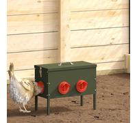 Drillkyn Chicken Feeder Olive Green Cold-Rolled Steel 41.5 x 20.5 x 33 cm Feeder with Lid Safety Weatherproof for Indoor and Outdoor Use Practical Feeding Station Pack of 2