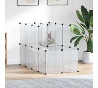 Drillkyn Small Animal Cage Transparent 142 x 74 x 93 cm Made of PP and Steel, Spacious Small Animal Enclosure with Grid, Door, Roof and Floor, Suitable as a Rabbit Hutch Guinea Pig Hutch