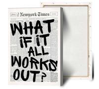 Drimiler Retro Black And White Newspaper Poster What If It All Works Out Canvas Wall Art Positive Affirming Quote Minimalist Prints Painting For Home Bedroom Dorm Wall Decor 16x24in Wframed