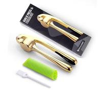 Drincarier Premium Garlic Press, Professional Garlic Mincer, Easy to Squeeze and Clean, Rust Proof & Dishwasher Safe, Efficient Ginger Crusher- Gold, Gold Garlic presss01