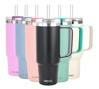 Drinco 40oz 30 oz Tumbler with Handle, Straw Lid, Insulated Stainless Steel Travel Mug Water Bottle Ice Coffee Cup For Cold and Hot, BigSur (30oz, Black)