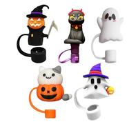 Dringking Straw Toppers - Reusable Drinking Dust Plugs Set - 10mm Drinking Dust Proof Straw Tips Lids, Halloween Style Cover, Topper for Tumbles Cups Accessories