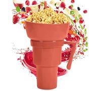 Drink and Snack Cup Leakproof Portable Tots Children Adults Holder | Beverage Cup with Snack Bowl on Top for Little Children School Picnic Camping Beach Movie Night Outdoor Travel Party