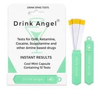 Drink Angel Spike Test Capsule Cool Mint Edition | Clinically Tested Drink Spiking Test Strips | UK Approved & California Compliant | Keyring Capsule with 10 Tests | Nights Out, Clubs, Parties