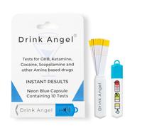 Drink Angel Spike Test Capsule Neon Blue Edition | Clinically Tested Drink Spiking Test Strips | UK Approved & California Compliant | Keyring Capsule with 10 Tests | Nights Out, Clubs, Parties