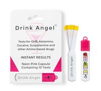 Drink Angel Spike Test Capsule Neon Pink Edition | Clinically Tested Drink Spiking Test Strips | UK Approved & California Compliant | Keyring Capsule with 10 Tests | Nights Out, Clubs, Parties