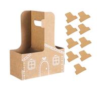 Drink Carrier With Handles 15x15x2cm Gingerbread House Containers 2 Cups Assemblable Paperboard Beer Carrier Drinks Holders Great For All Your Drink And Chocolate Candy Food Delivery