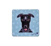 Drink Ceramic Square Coaster With Cork Bottom Match Your Pet Cute Animal Design Gift (Black Whippet)