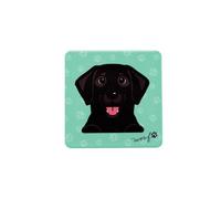 Drink Ceramic Square Coaster With Cork Bottom Match Your Pet Cute Animal Design Gift (Labrador Black)