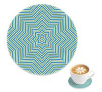 Drink Coaster Anti Stain Mug Coaster 1 Pack, Blue Teal Star Layers Drink Coasters for Desk, Desk Beer Mats Table Decor, Gift for Partner Girlfriend, 4 Inch