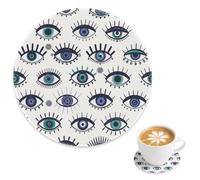 Drink Coaster Thickened Ceramic Coaster 4 Pack, Emerald Green Eyes Cork Back Coasters for Table, Kitchen Cup Pad Dining Accessories, Gift for Dad Work Colleagues, 4 Inch