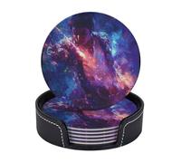 Drink Coasters 6 PCS Round Leather Coaster Michael Jackson Coasters for Drinks Non-Slip Mugs Pads with Holder Personalized Cups Pad Mat for Coffee Table Kitchen 10 CM
