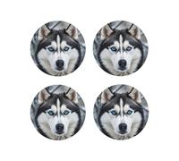 Drink Coasters Heat Resistant Leather Coaster set of 4 Blue eyed husky Coasters Desktop Protection Pad Coffee Cup Mat for Table Desk Kitchen Office