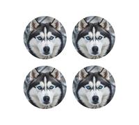 Drink Coasters Heat Resistant Leather Coaster set of 4 Blue eyed husky Coasters Desktop Protection Pad Coffee Cup Mat for Table Desk Kitchen Office