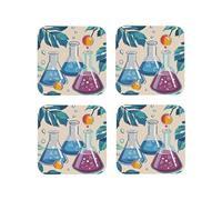 Drink Coasters Heat Resistant Leather Coaster set of 4 Chemistry Print Coasters Desktop Protection Pad Coffee Cup Mat for Table Desk Kitchen Office