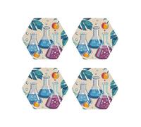 Drink Coasters Heat Resistant Leather Coaster set of 4 Chemistry Print Coasters Desktop Protection Pad Coffee Cup Mat for Table Desk Kitchen Office