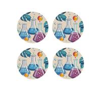 Drink Coasters Heat Resistant Leather Coaster set of 4 Chemistry Print Coasters Desktop Protection Pad Coffee Cup Mat for Table Desk Kitchen Office