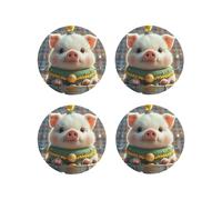 Drink Coasters Heat Resistant Leather Coaster set of 4 Foolish Cute Pig Coasters Desktop Protection Pad Coffee Cup Mat for Table Desk Kitchen Office
