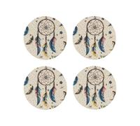 Drink Coasters Heat Resistant Leather Coaster set of 4 Native American Dream Catcher Coasters Desktop Protection Pad Coffee Cup Mat for Table Desk Kitchen Office