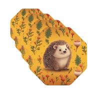 Drink Coasters Hedgehog Coasters Set of 4 Pcs Round Coasters for Drinks Mugs Mat Cup Pad Leather Coasters for Coffee Table Kitchen Dining Room Bar Decor