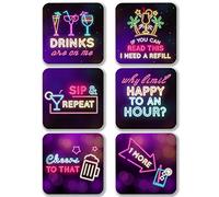 Drink Coasters Neon Cocktail Signs Novelty Coaster Set Gifts for Men Women