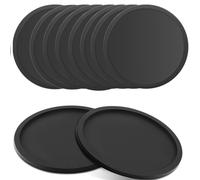 Drink Coasters Set of 10 - Black Round Mugs Coasters for Drinks, Silicone Pads Mats Non Slip for Coffee, Beer, Wine, and More