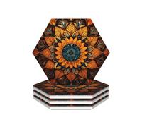 Drink Coasters Set of 4 Ceramic Coaster Abstract mandala Coasters for Drinks Cups Mugs Mat Pads Absorbent Non-Slip Decorative Cup Coaster for Coffee Table Kitchen Bar Home Decor