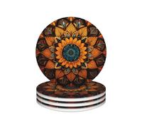 Drink Coasters Set of 4 Ceramic Coaster Abstract mandala Coasters for Drinks Cups Mugs Mat Pads Absorbent Non-Slip Decorative Cup Coaster for Coffee Table Kitchen Bar Home Decor