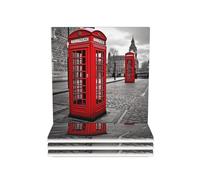 Drink Coasters Set of 4 Ceramic Coaster London Red Telephone Booth Coasters for Drinks Cups Mugs Mat Pads Absorbent Non-Slip Decorative Cup Coaster for Coffee Table Kitchen Bar Home Decor