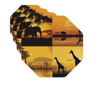 Drink Coasters Set of 4 Decorative Leather Coasters African grassland animals Coasters for Drinks Cups Mugs Mat Pads Absorbent Non-Slip Coasters for Coffee Table Kitchen Bar Home Decor