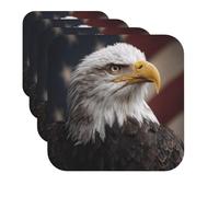 Drink Coasters Set of 4 Decorative Leather Coasters American Bald Eagle Coasters for Drinks Cups Mugs Mat Pads Absorbent Non-Slip Coasters for Coffee Table Kitchen Bar Home Decor