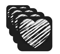 Drink Coasters Set of 4 Leather Coasters for Drinks Black and White Striped Heart Round Cup Mat Pad Easy Clean Bar Coasters Heat Resistant Funny Cup Coasters for Tabletop Protection,4 Inches