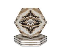 Drink Coasters Set of 4 Non-Slip Ceramic Coasters with Holder Native American Coasters for Drinks Tabletop Protection Cups Mugs Mat Pads for Coffee Table Bar Home Decor