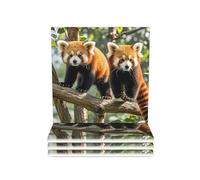 Drink Coasters Set of 4 Non-Slip Ceramic Coasters with Holder Red Pandas Coasters for Drinks Tabletop Protection Cups Mugs Mat Pads for Coffee Table Bar Home Decor