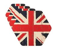 Drink Coasters Set of 4 Quick-Dry Leather Coaster British Flag Coasters for Drinks Coffee Cup Mat Tabletop Protection Heat Resistant Coaster for Kitchen Bar Office Home Decor