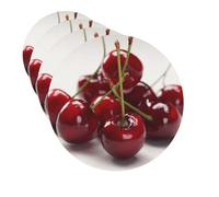 Drink Coasters Set of 4 Quick-Dry Leather Coaster Chilean cherries Coasters for Drinks Coffee Cup Mat Tabletop Protection Heat Resistant Coaster for Kitchen Bar Office Home Decor