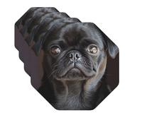 Drink Coasters Set of 4 Quick-Dry Leather Coaster Cute Black Pug Dog Coasters for Drinks Coffee Cup Mat Tabletop Protection Heat Resistant Coaster for Kitchen Bar Office Home Decor