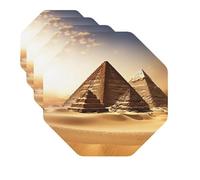 Drink Coasters Set of 4 Quick-Dry Leather Coaster Egyptian Pyramids Coasters for Drinks Coffee Cup Mat Tabletop Protection Heat Resistant Coaster for Kitchen Bar Office Home Decor